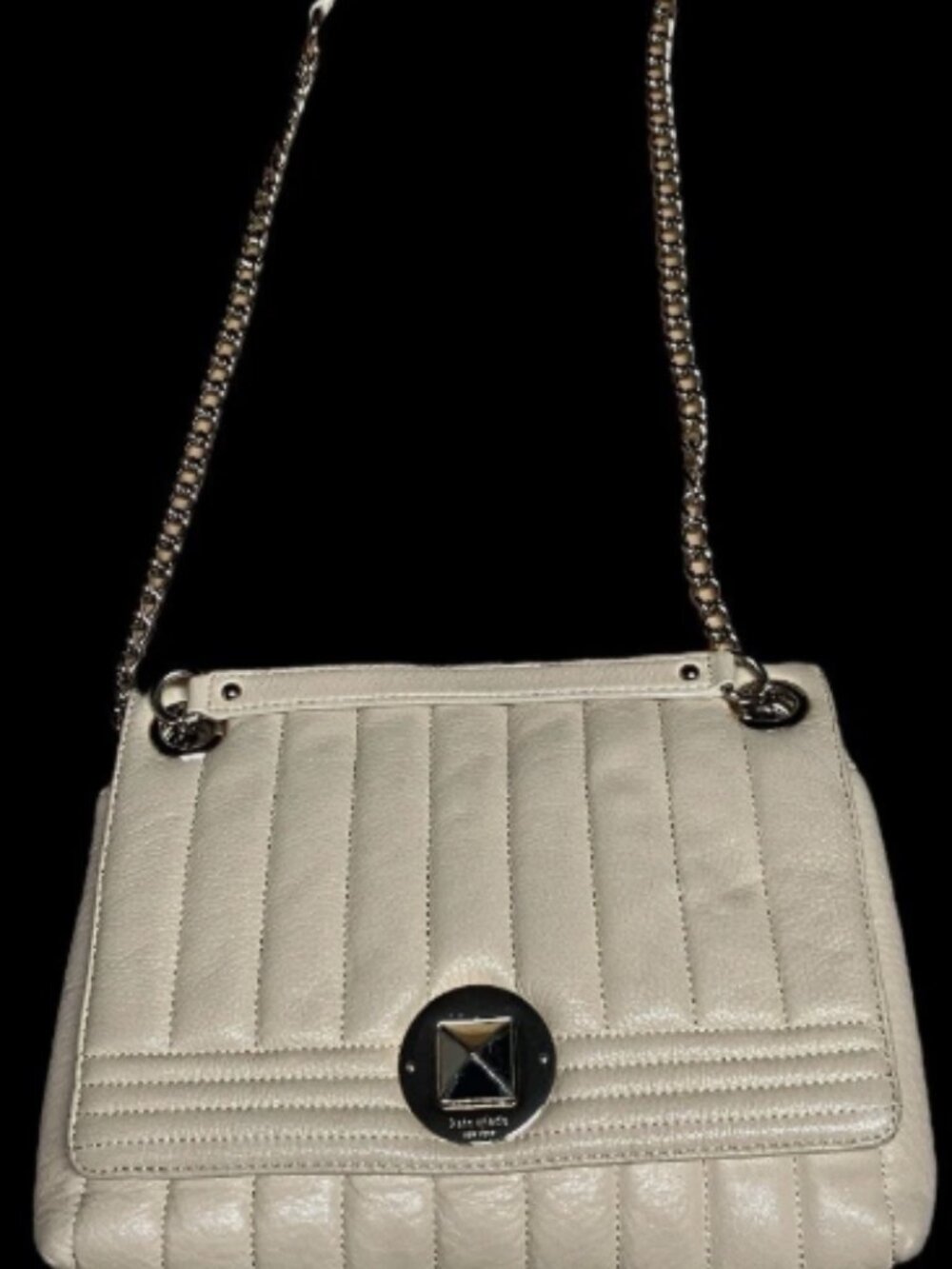 KATE SPADE NEW YORK CLASSIC GOLD COAST BEIGE QUILTED LEATHER PURSE ADJ STRAP - Picture 1 of 13